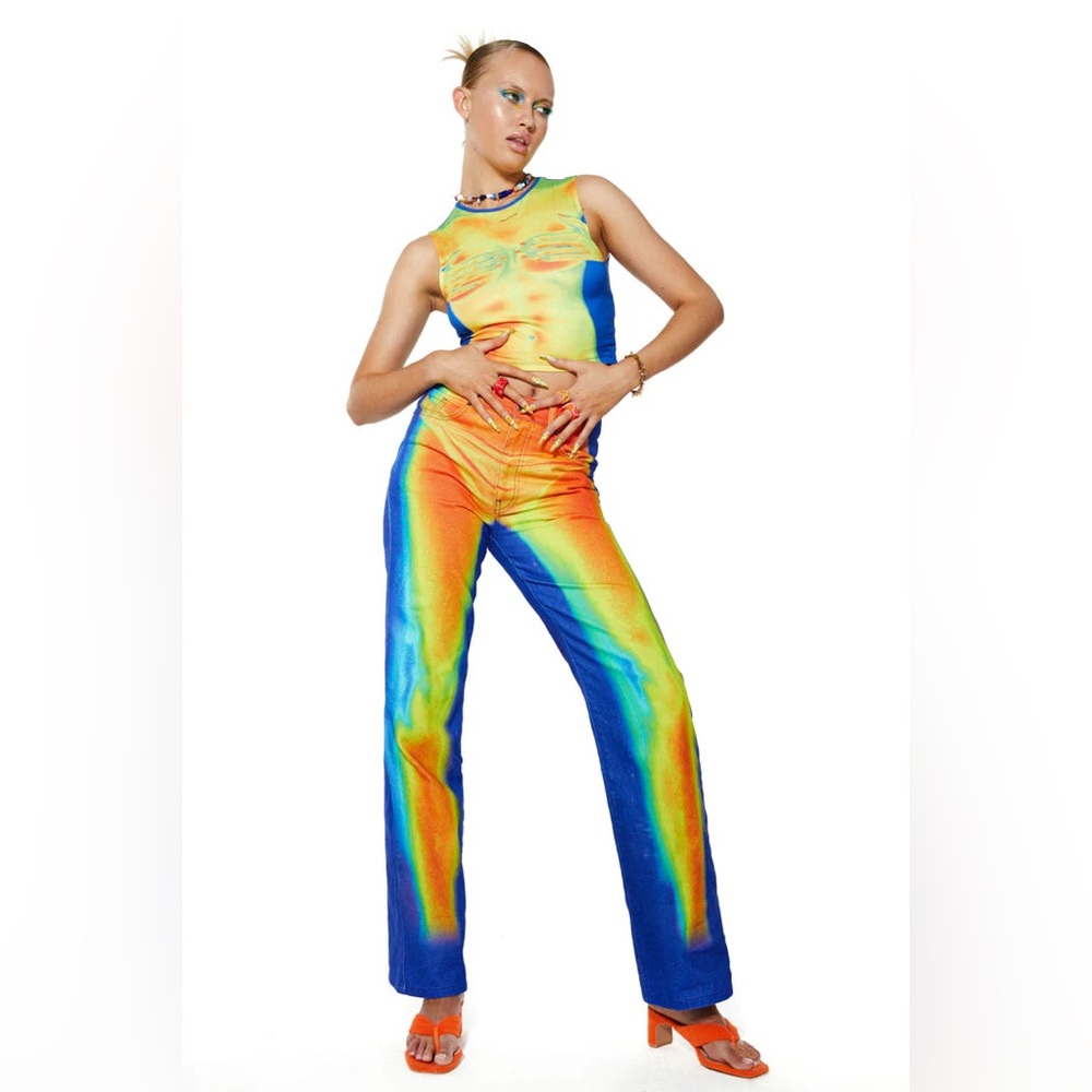 Heatmap Print Low Rise Baggy Jeans